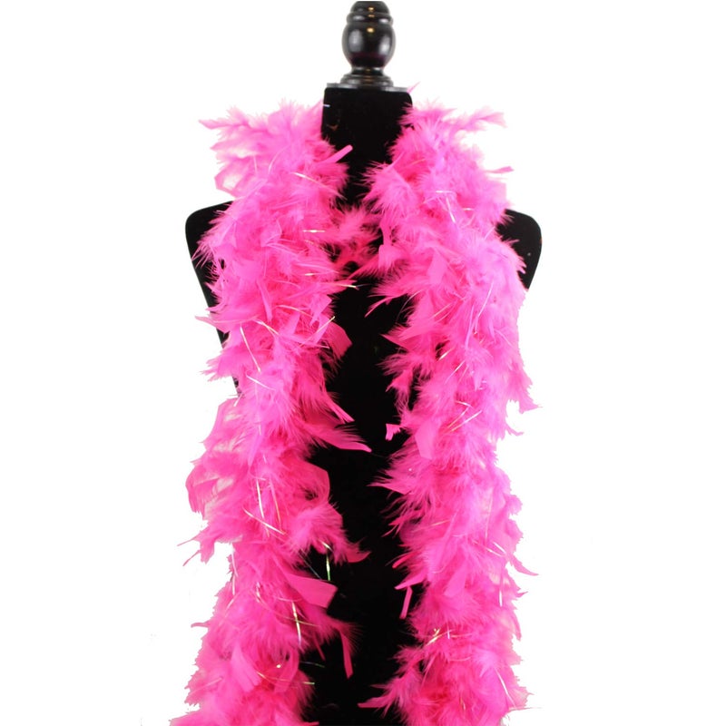 Fukang Feather Turkey Chandelle Feather Boa - 40 Gram 2Yards (Bright Pink) - Image 1